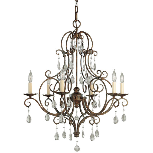 Chateau Six Light Chandelier in Mocha Bronze