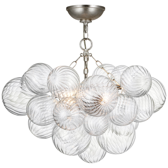 Talia LED Semi-Flush Mount in Burnished Silver Leaf and Clear Swirled Glass