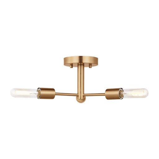 Axis Three Light Semi-Flush Mount in Satin Brass