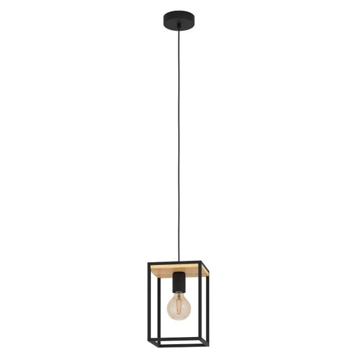 Libertad One Light Pendant in Structured Black & Natural Wood