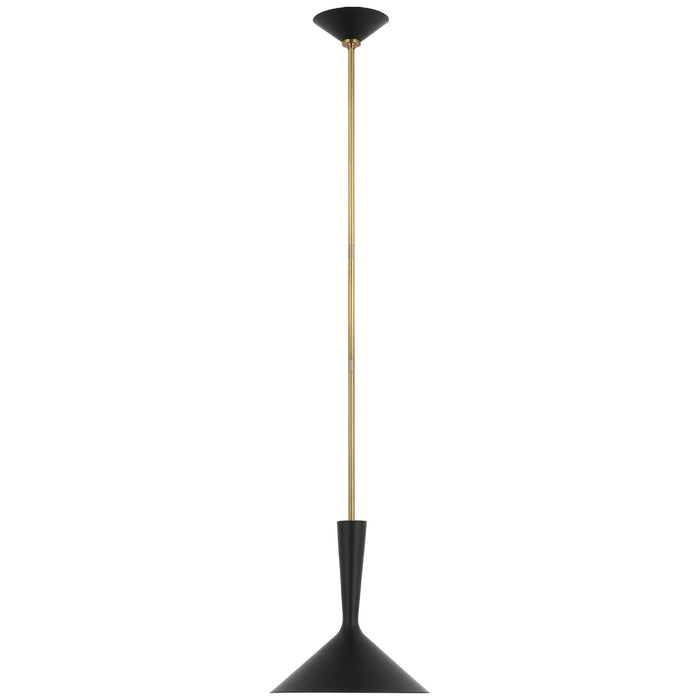 Rosetta LED Pendant in Matte Black and Hand-Rubbed Antique Brass