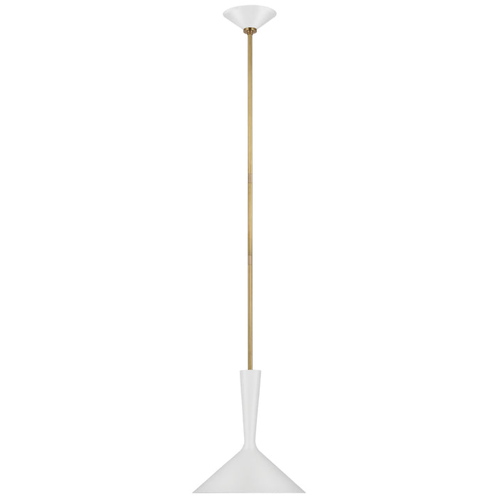 Rosetta LED Pendant in Matte White and Hand-Rubbed Antique Brass