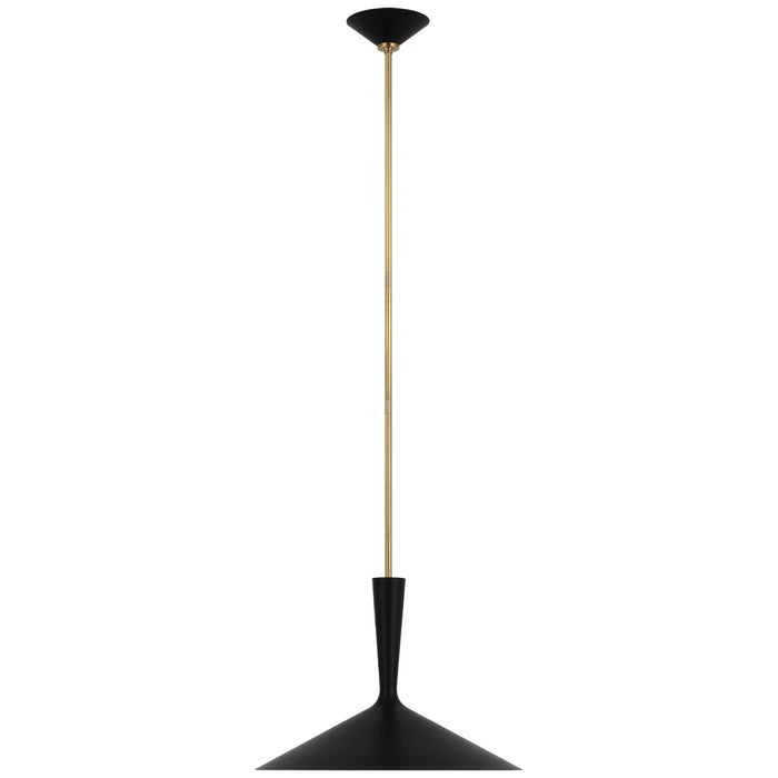 Rosetta LED Pendant in Matte Black and Hand-Rubbed Antique Brass