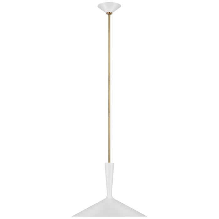 Rosetta LED Pendant in Matte White and Hand-Rubbed Antique Brass