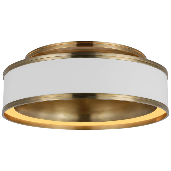 Connery LED Flush Mount in Matte White and Antique-Burnished Brass