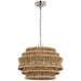 Antigua LED Chandelier in Polished Nickel and Natural Abaca