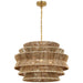 Antigua LED Chandelier in Antique-Burnished Brass and Natural Abaca