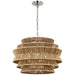 Antigua LED Chandelier in Polished Nickel and Natural Abaca