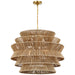 Antigua LED Chandelier in Antique-Burnished Brass and Natural Abaca