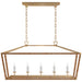 Darlana5 LED Linear Pendant in Antique-Burnished Brass and Natural Rattan