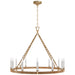 Darlana5 LED Chandelier in Antique-Burnished Brass and Natural Rattan