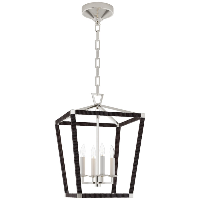 Darlana5 LED Lantern in Polished Nickel and Black Rattan