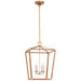 Darlana5 LED Lantern in Antique-Burnished Brass and Natural Rattan