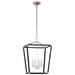 Darlana5 LED Lantern in Polished Nickel and Black Rattan