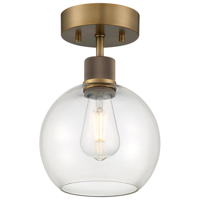 63148LEDDLP-ABB/CLR- Port Nine Burgundy LED Semi-Flush Mount in Antique Brushed Brass by Access Lighting