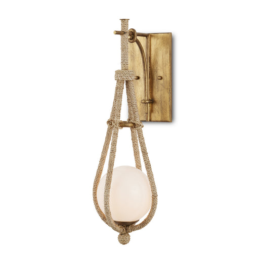 5000-0211- Passageway 1-Light Wall Sconce in Natural Rope/Dorado Gold/Frosted by Currey and Company