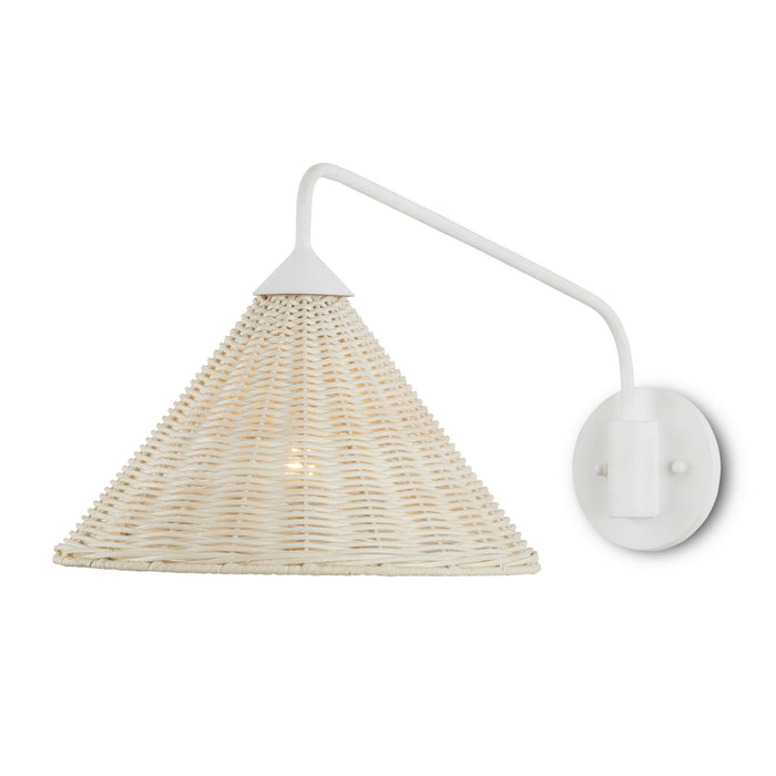 5000-0219- Basket 1-Light Wall Sconce in Gesso White/Bleached White by Currey and Company