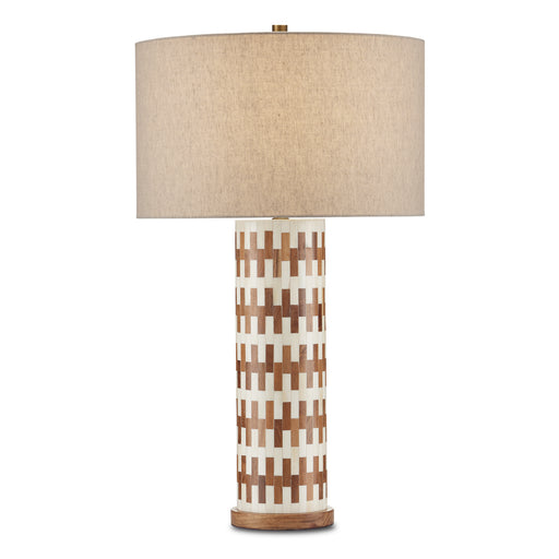 6000-0824- Tia 1-Light Table Lamp in White/Natural/Antique Brass by Currey and Company