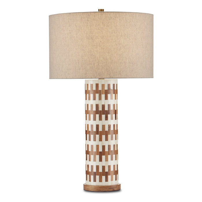 6000-0824- Tia 1-Light Table Lamp in White/Natural/Antique Brass by Currey and Company