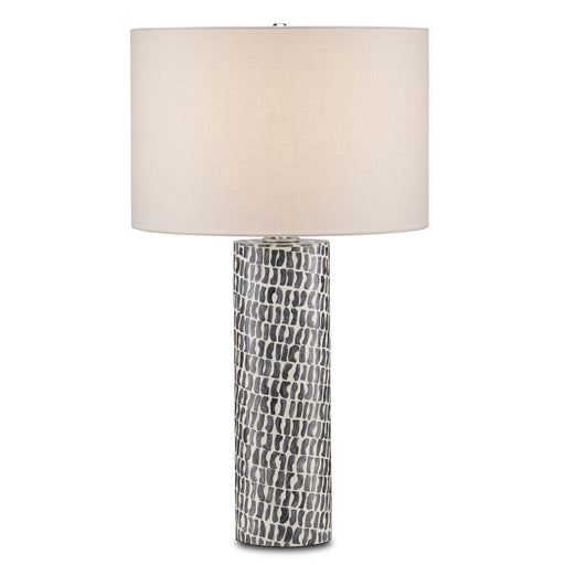 6000-0826- Charcoal 1-Light Table Lamp in Gray/White/Polished Nickel by Currey and Company