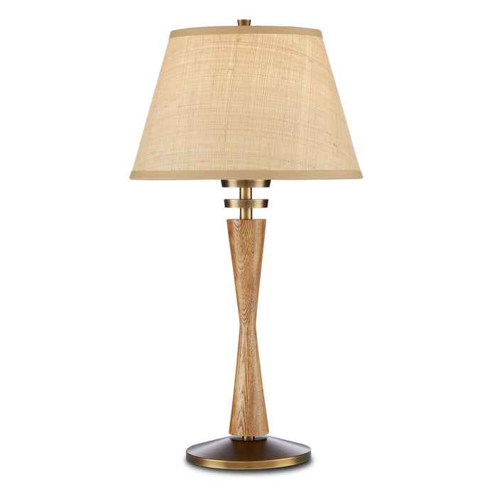 6000-0838- Woodville 1-Light Table Lamp in Classic Honey/Antique Brass by Currey and Company