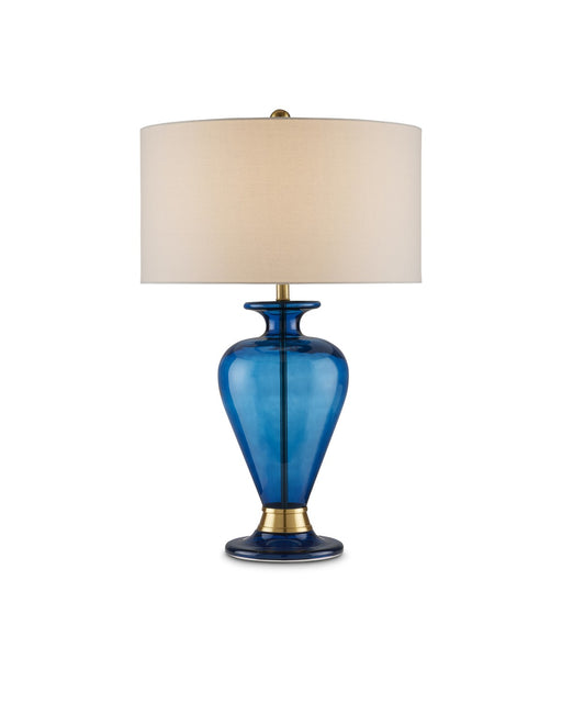 6000-0839- Aladdin 1-Light Table Lamp in Clear Blue/Antique Brass by Currey and Company