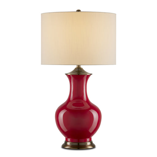 6000-0840- Lilou 1-Light Table Lamp in Red/Antique Brass by Currey and Company