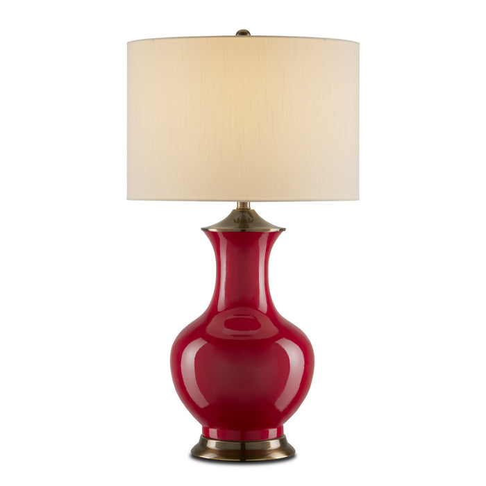 6000-0840- Lilou 1-Light Table Lamp in Red/Antique Brass by Currey and Company