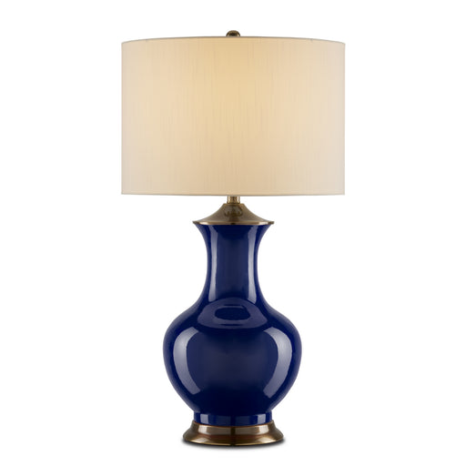 6000-0841- Lilou 1-Light Table Lamp in Blue/Antique Brass by Currey and Company