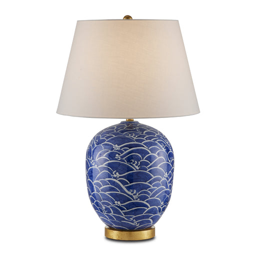 6000-0842- Nami 1-Light Table Lamp in Blue/White/Gold Leaf by Currey and Company