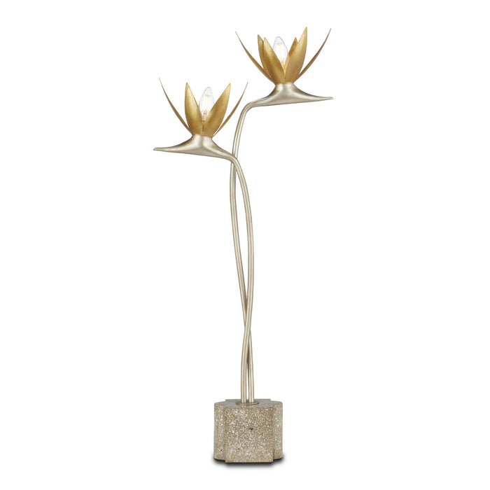 6000-0855- Paradiso 2-Light Table Lamp in Contemporary Silver Leaf by Currey and Company