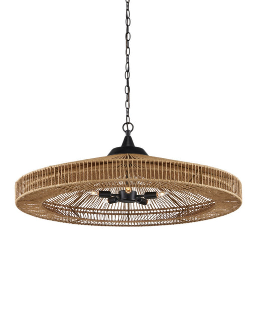 9000-0921- Maldives 5-Light Chandelier in Natural/Satin Black by Currey and Company