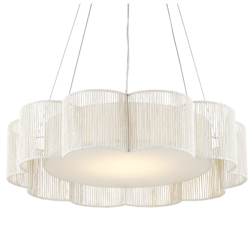 9000-0923- Ancroft LED Chandelier in White/Contemporary Silver Leaf by Currey and Company