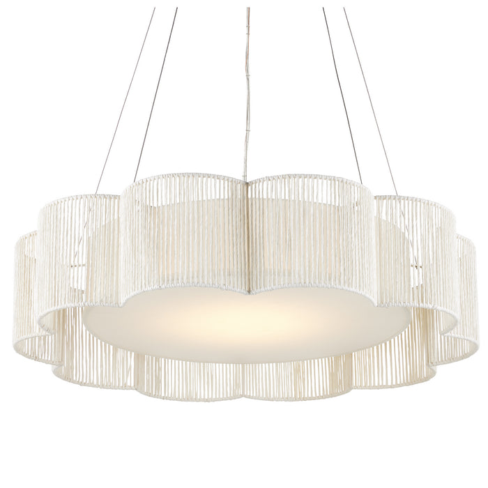 9000-0923- Ancroft LED Chandelier in White/Contemporary Silver Leaf by Currey and Company