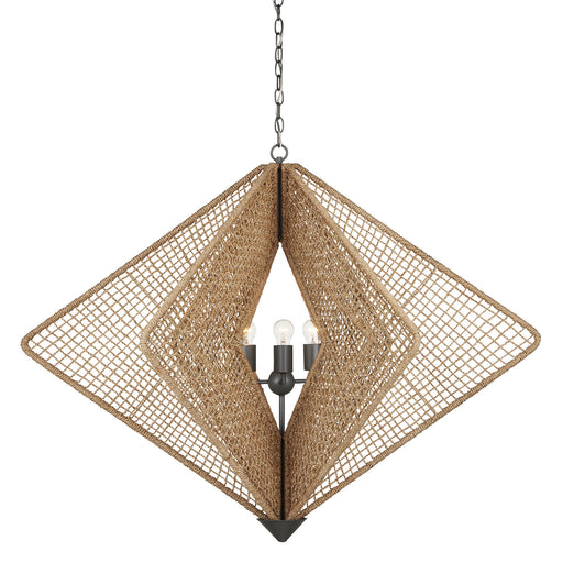 9000-0965- Hiroshi Koshitaka 3-Light Chandelier in Natural Rope/Hiroshi Gray by Currey and Company