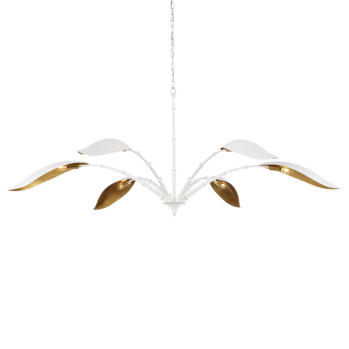 9000-0974- Yuriko 6-Light Chandelier in Gesso White/Contemporary Gold Leaf by Currey and Company