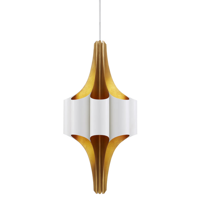 9000-0976- Concordia 8-Light Chandelier in Contemporary Gold Leaf/Gesso White by Currey and Company