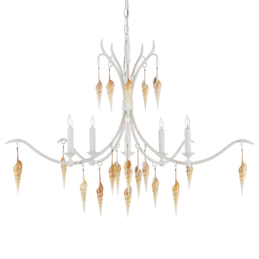 9000-0988- Arcachon 5-Light Chandelier in Crushed Shell/Natural/Vanilla by Currey and Company