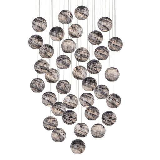 9000-1011- Palatino 36 Light Pendant in Blue Marbeled/Silver by Currey and Company