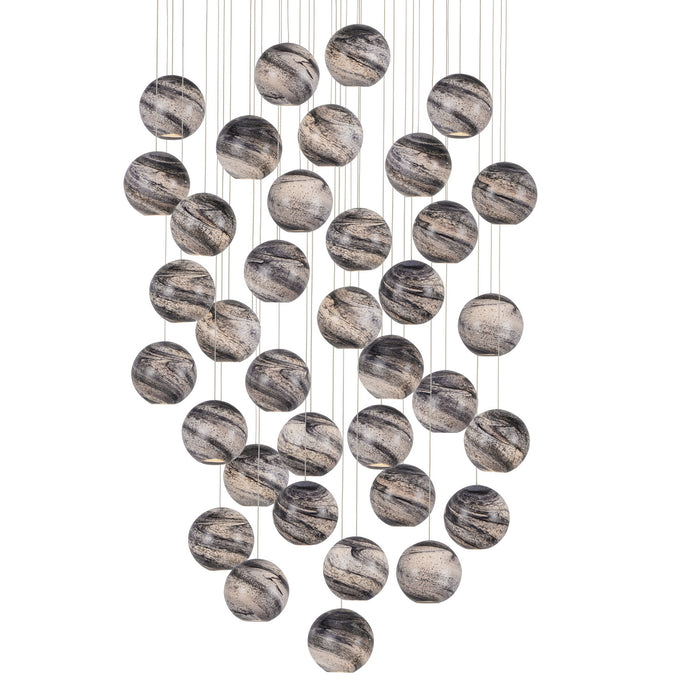 9000-1011- Palatino 36 Light Pendant in Blue Marbeled/Silver by Currey and Company