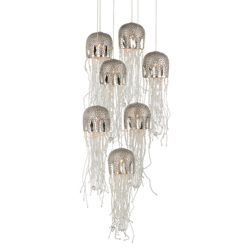 9000-1028- Medusa 7-Light Pendant in Nickel/Silver by Currey and Company