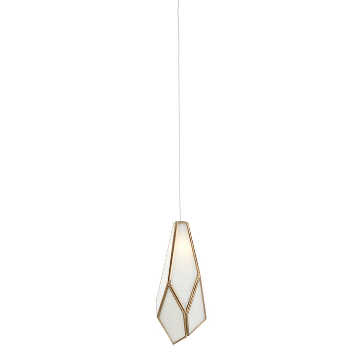 9000-1033- Glace 1-Light Pendant in White/Antique Brass/Silver by Currey and Company