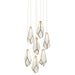 9000-1035- Glace 7-Light Pendant in White/Antique Brass/Silver by Currey and Company