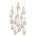 9000-1036- Glace 15-Light Pendant in White/Antique Brass/Silver by Currey and Company