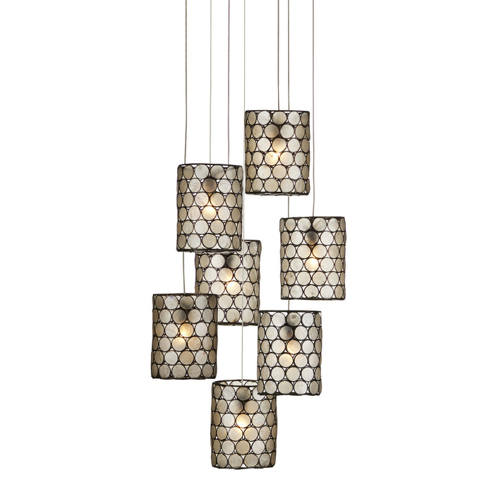 9000-1049- Regatta 7-Light Pendant in Cupertino & Silver by Currey and Company