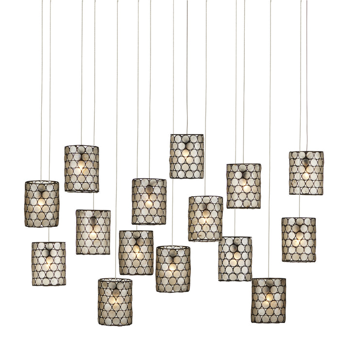 9000-1051- Regatta 15-Light Pendant in Cupertino & Silver by Currey and Company