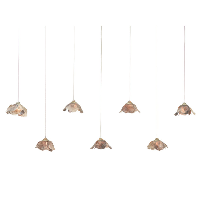 9000-1055- Catrice 7-Light Pendant in Natural Shell/Silver by Currey and Company