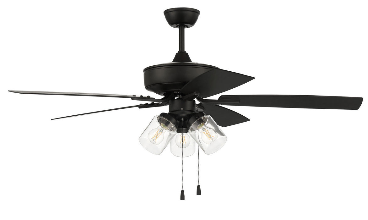 OP104FB5- Outdoor Pro Plus 104 Clear 3-Light Kit 52" Outdoor Ceiling Fan in Flat Black by Craftmade