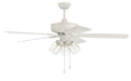 OP104W5- Outdoor Pro Plus 104 Clear 3-Light Kit 52" Outdoor Ceiling Fan in White by Craftmade