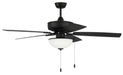 OP211FB5- Outdoor Pro Plus 211 White Bowl Light Kit 52" Outdoor Ceiling Fan in Flat Black by Craftmade